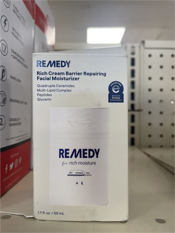 Remedy Skin Rich Cream Face Moisturizer with Peptides, Ceramides, Glycerin, Squa