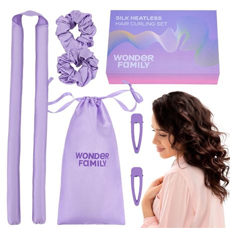 Wonder Family Silk Heatless Hair Curling Set – Natural Silk