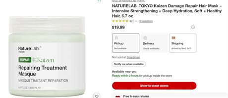 NATURELAB. TOKYO Kaizen Damage Repair Hair Mask. 6.7oz