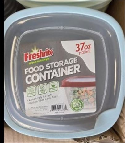 Lot of (5) 37OZ SQUARE FOOD STORAGE CONTAINER WITH RUBBER SEAL