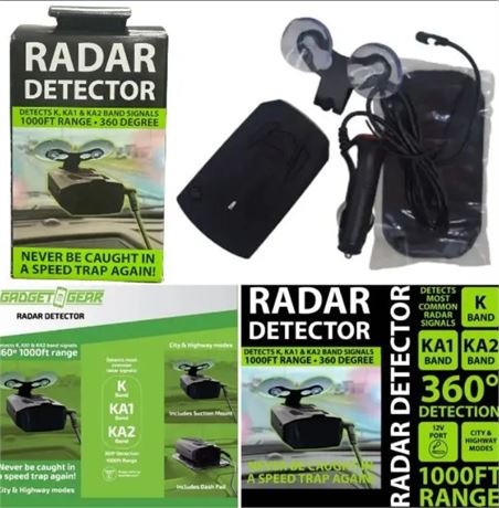 Radar Detector - 1000Foot Range 360 Degree Suction Mount Radar Detector