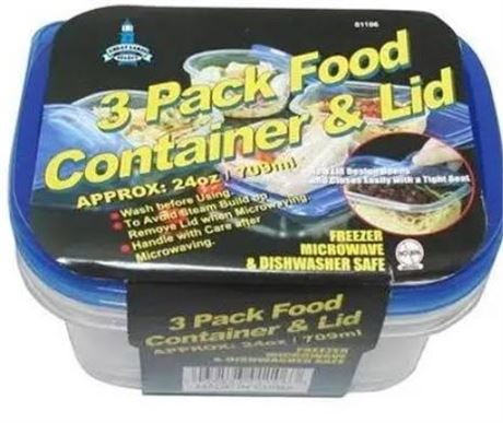 3 pack of 24oz FOOD CONTAINERS OVAL