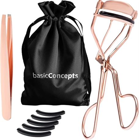 Rose Gold Eye Lash Curler kit, Premium Lash Curler/Tweezer Set