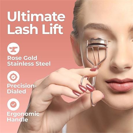 Rose Gold Eye Lash Curler kit, Premium Lash Curler/Tweezer Set
